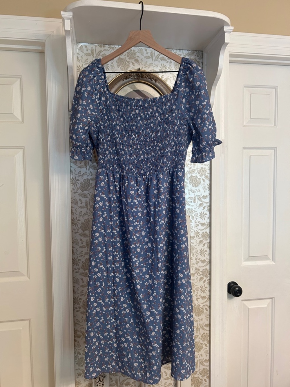 Allegra K blue floral midi dress